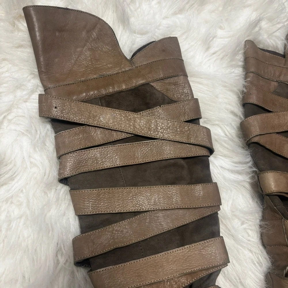 Dolce Vita Strappy Bandage Leather Knee High Heeled Boots size 6.5